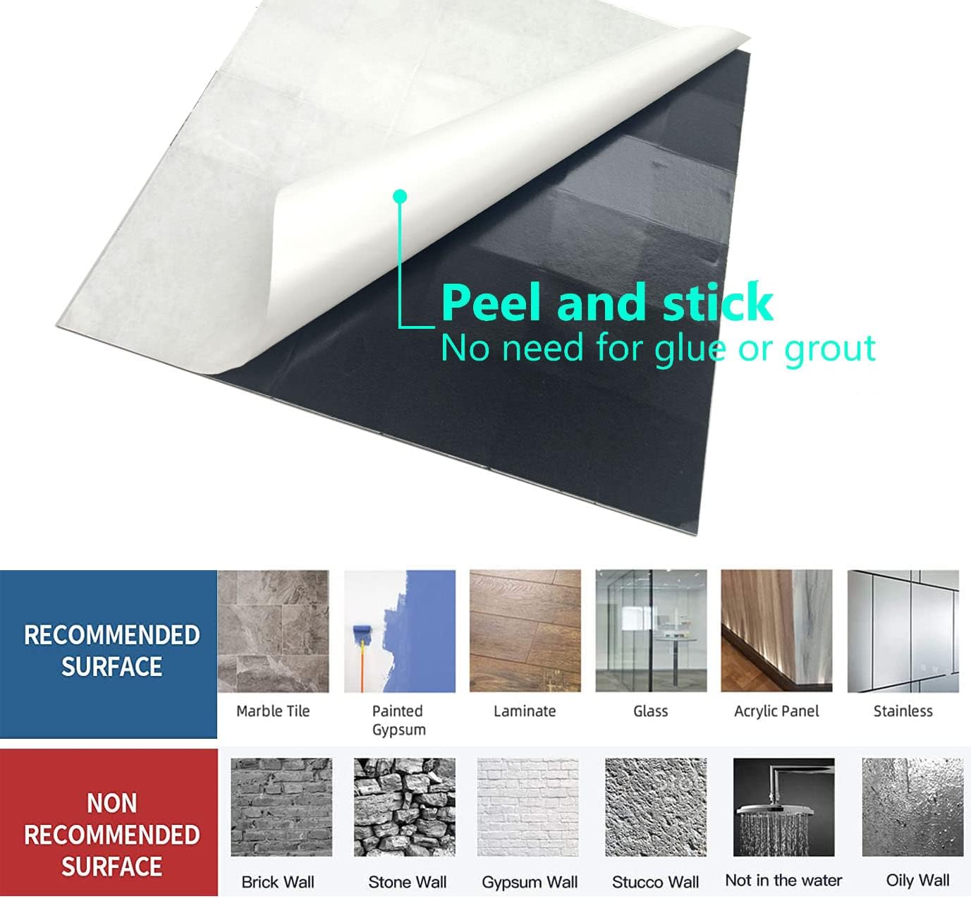 10 hojas autoadhesivas de mosaico de aluminio para despegar y pegar, azulejos de metal 3D para pared contra salpicaduras para cocina y baño (12 x 12
