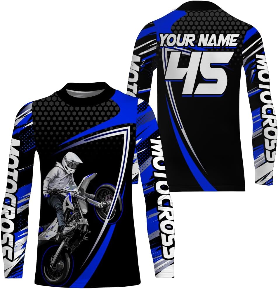 Motocross Racing Jersey UPF30+ Youth Motorcycle Shirt MX Racing Dirt Bike Jersey Off-Road Shirt Kid Men Women XM173