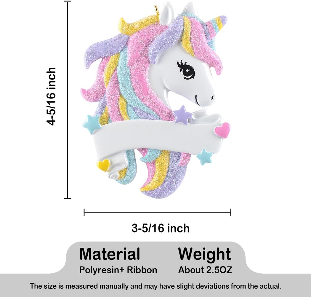Adornos personalizados de unicornio 2024, adorno de Navidad de unicornio rosa, decoración de vacaciones, adornos de Navidad de unicornio para árbol,