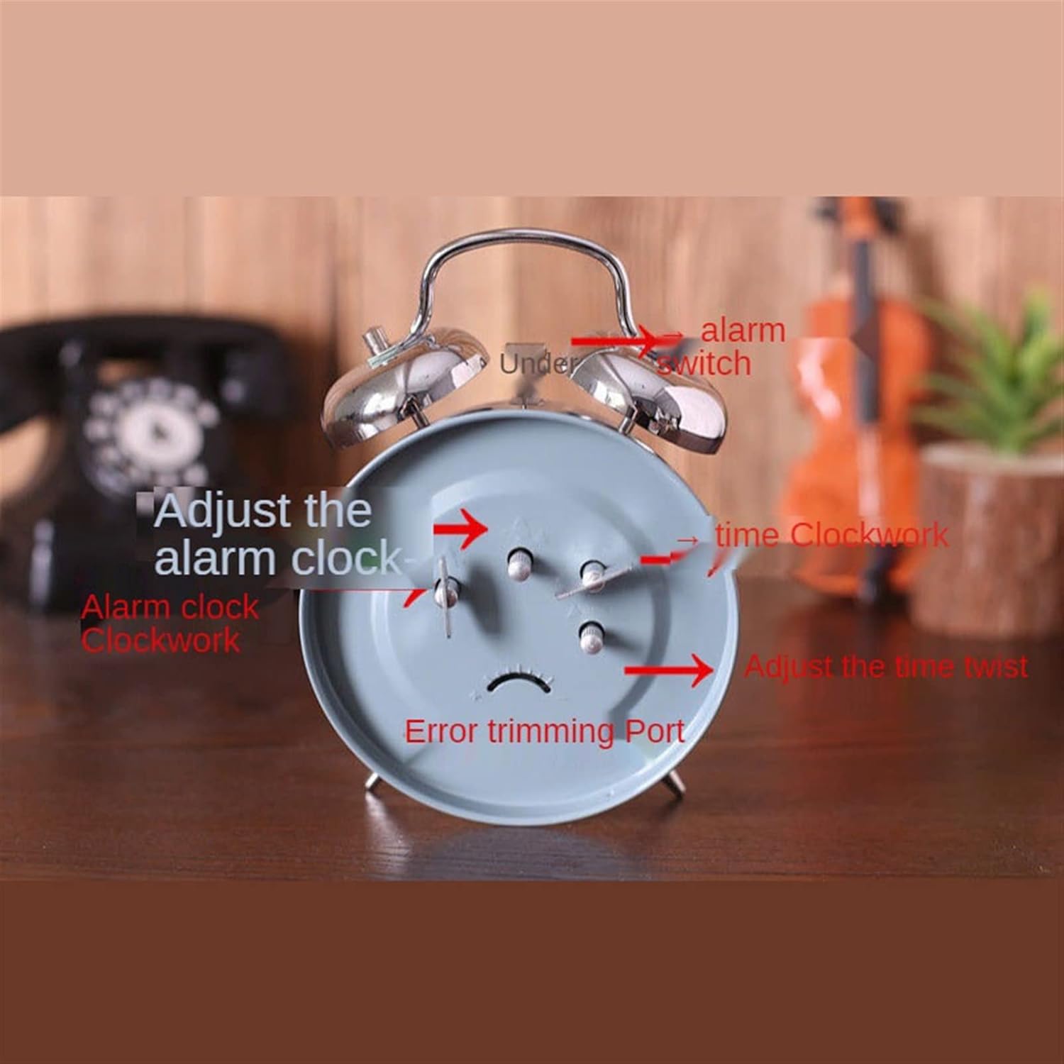 Reloj de mesa Retro Metal Movimiento Creativo Reloj despertador Mecánico Reloj despertador Reloj despertador (Tamaño  4.7 in)