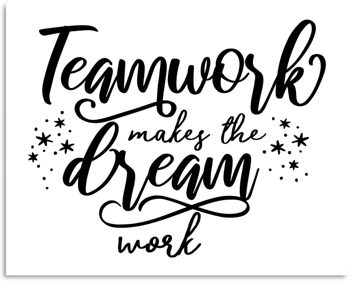 Govivo Teamwork Makes The Dream Work – Impresión artística de pared con cita motivacional, impresión de decoración de pared, póster o lienzo para