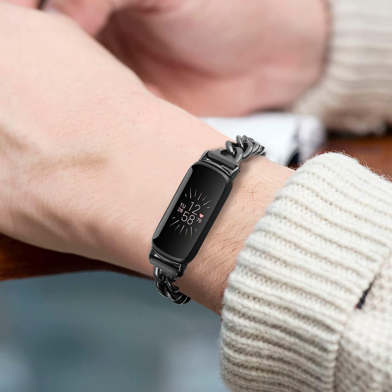 Bolesi Compatible con correas Fitbit Luxe, correa delgada de metal de acero inoxidable, correas ajustables de repuesto para reloj inteligente Fitbit