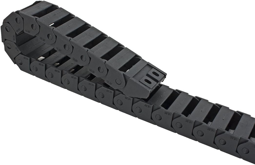 uxcell R28 0.591 in x 1.181 in de plástico negro Cable portador de cable de arrastre de la cadena 1M de longitud para CNC