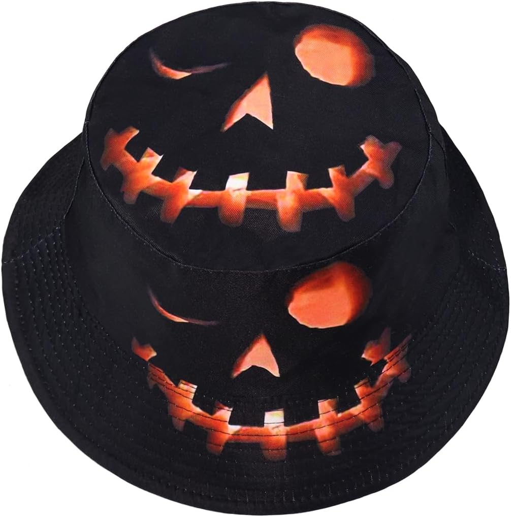 Sombrero de pescador de Halloween, sombrero de playa para el sol, divertido sombrero de pesca para mujer, reversible de doble cara