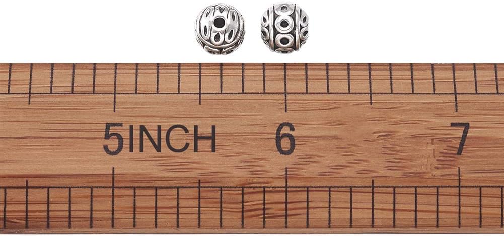 Craftdady 20 cuentas espaciadoras redondas de plata antigua de 0.315 in de metal tibetano para hacer joyas agujero 0.039 in