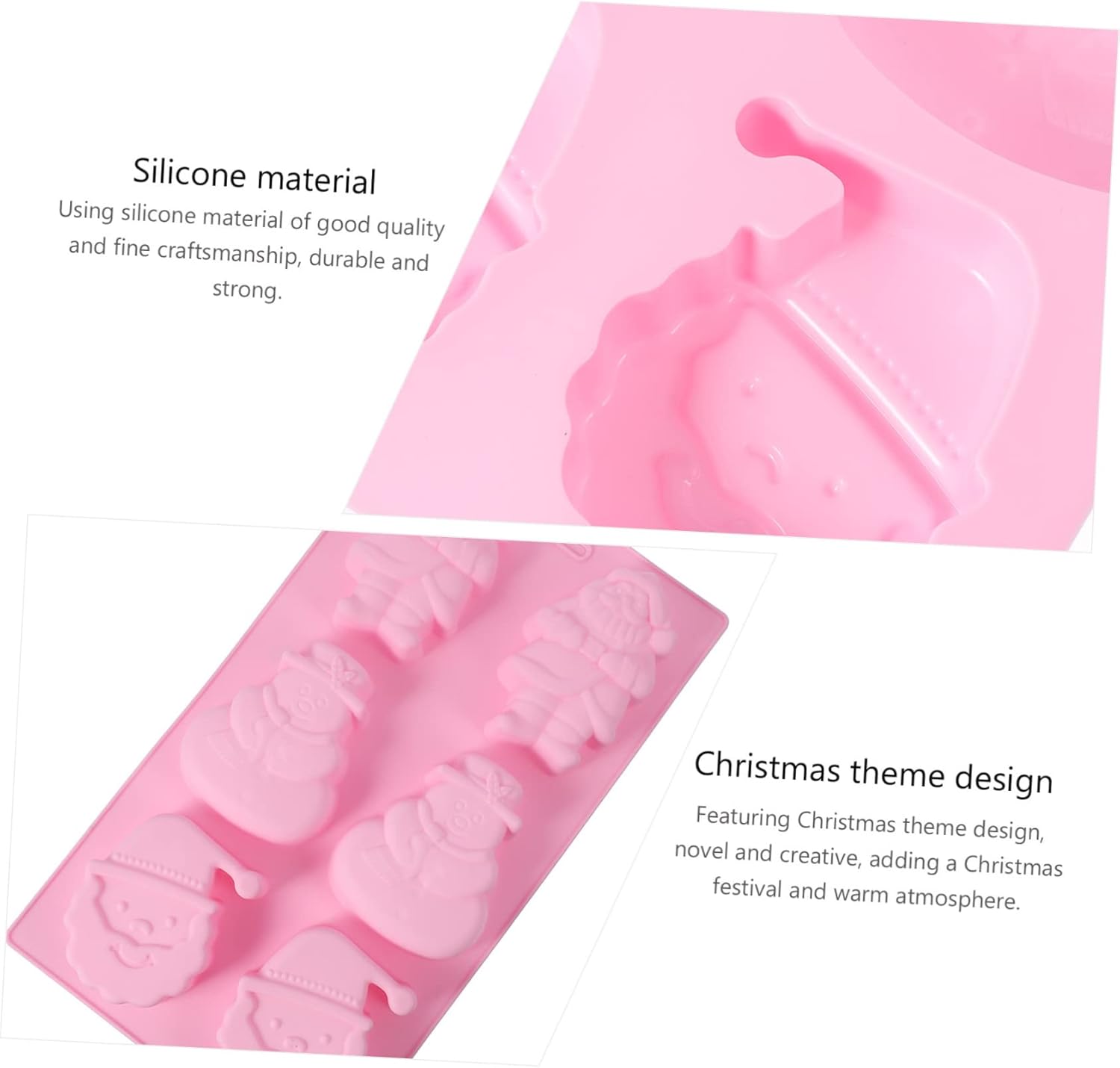Alasum 2 plantillas de Navidad, molde de silicona para jabón, moldes de fondant, molde de bandeja, moldes de joyería para fundición de Navidad,