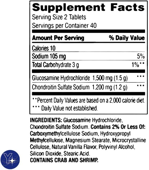 Comprimidos de condroitina de glucosamina de triple fuerza, suplemento dietético Spring Valley, 80 unidades y marcapáginas de regalo YOLOMOLO