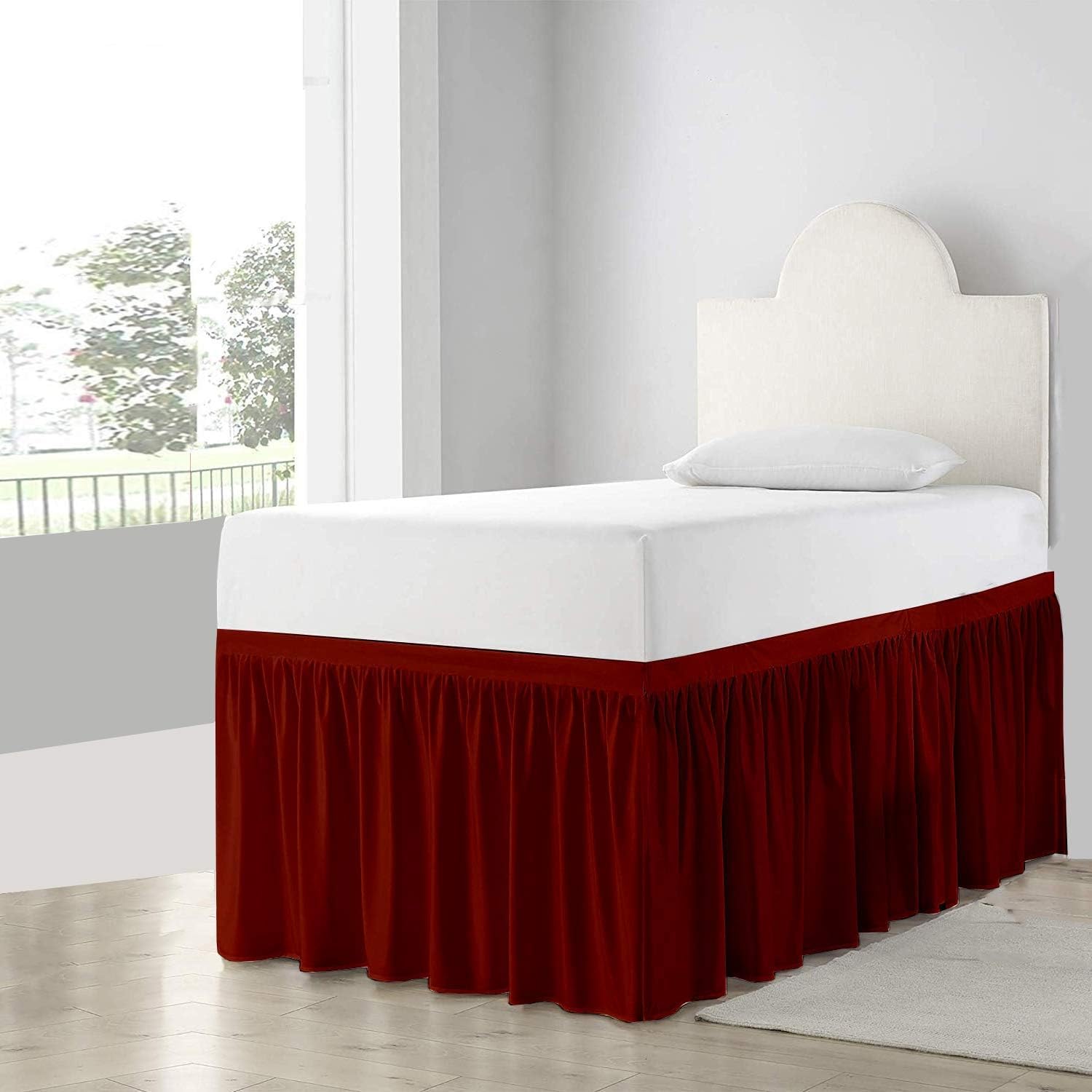 Falda de cama de tamaño individual XL para habitación universitaria  Falda de cama de dormitorio individual XL de 30 pulgadas  Falda de cama para