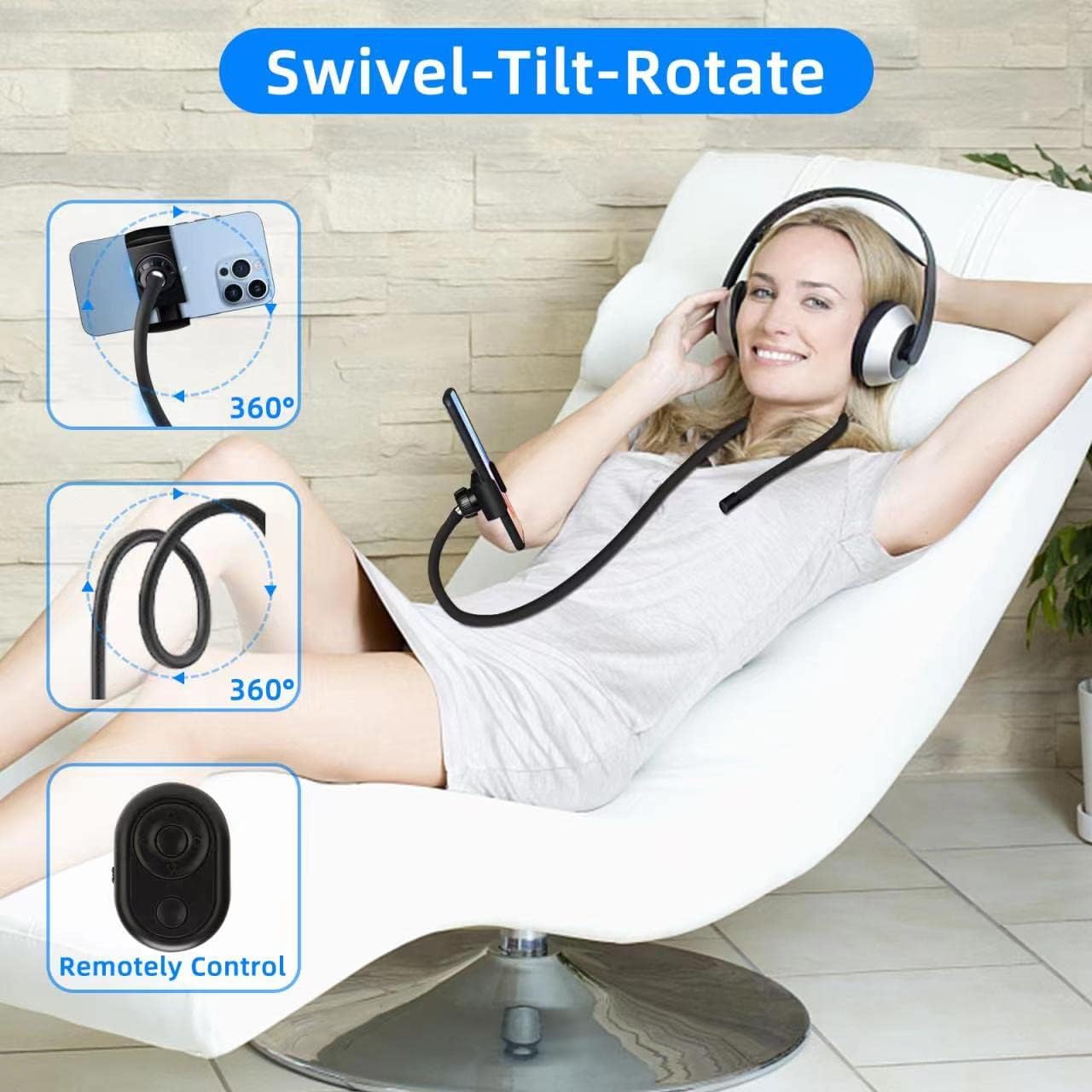 Soporte de cuello de cisne para teléfono celular con abrazadera, soporte perezoso, soporte para teléfono para cama, soporte de montaje flexible para