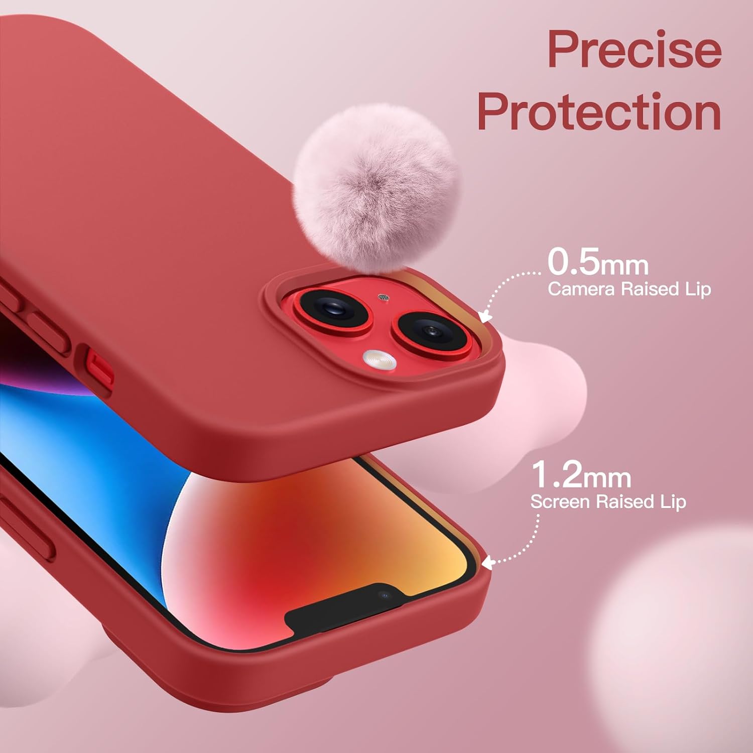 JETech Funda de silicona para iPhone 14 Plus de 6.7 pulgadas, suave al tacto, funda protectora de cuerpo completo, a prueba de golpes con forro de