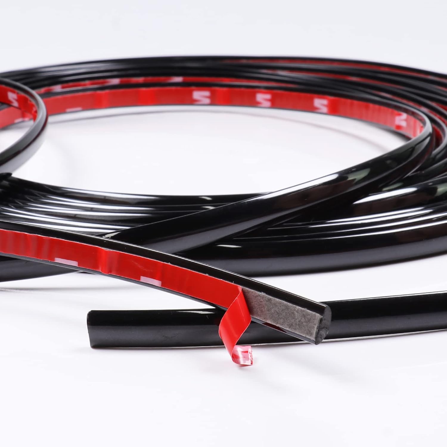 Moldura negra brillante de 16 pies para automóviles de 12 pulgadas de ancho, tira de moldura lateral interior de automóvil (autoadhesiva), a prueba