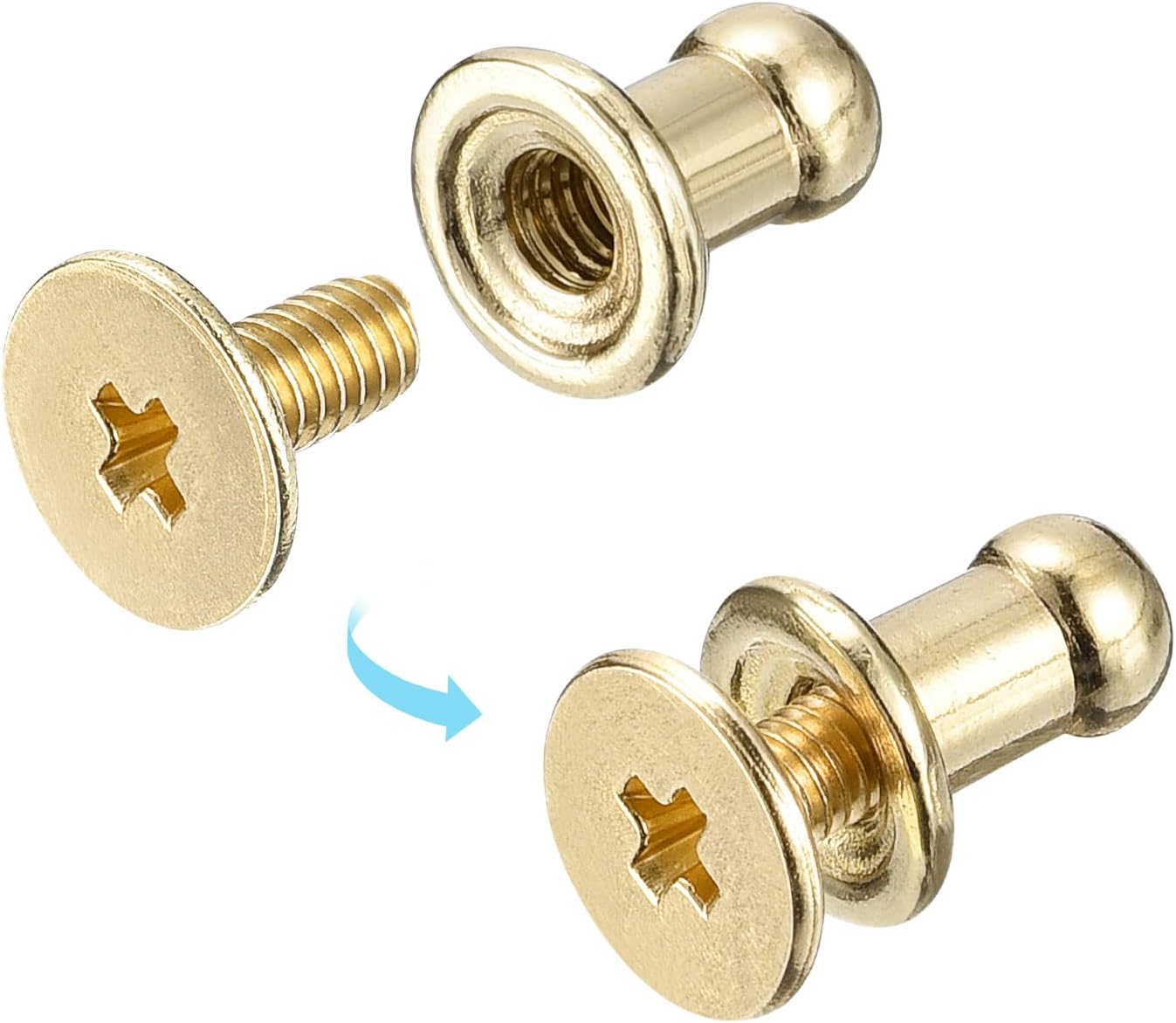 uxcell Remaches de cabeza de bola de 0.157 pulgadas (0.157 in), tornillo trasero, paquete de 15 remaches de pezón de botón de cabeza redonda para
