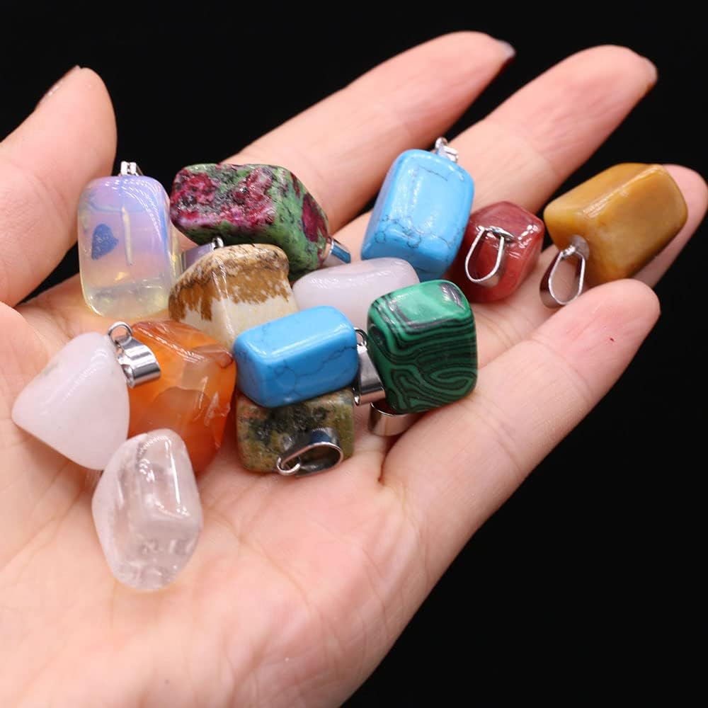 20 dijes de piedra natural irregulares al azar mezclados de ágata de cristal curativo para hacer joyas, collares, aretes, meditación, Piedra Ágata