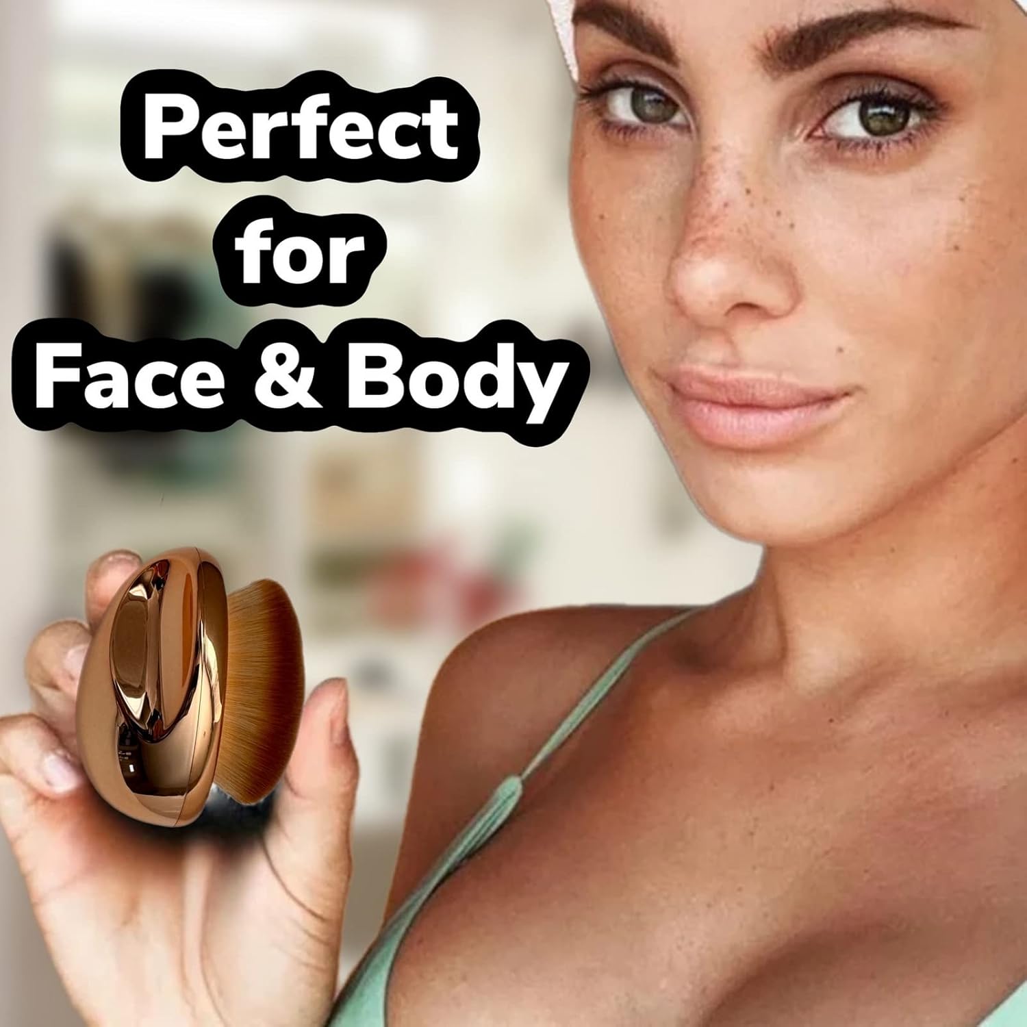 Brocha de base para maquillaje de palma, suave Kabuki en forma de cúpula facial y cuerpo SPF Blush Bronzer Highlighter mezcla autobronceador líquido