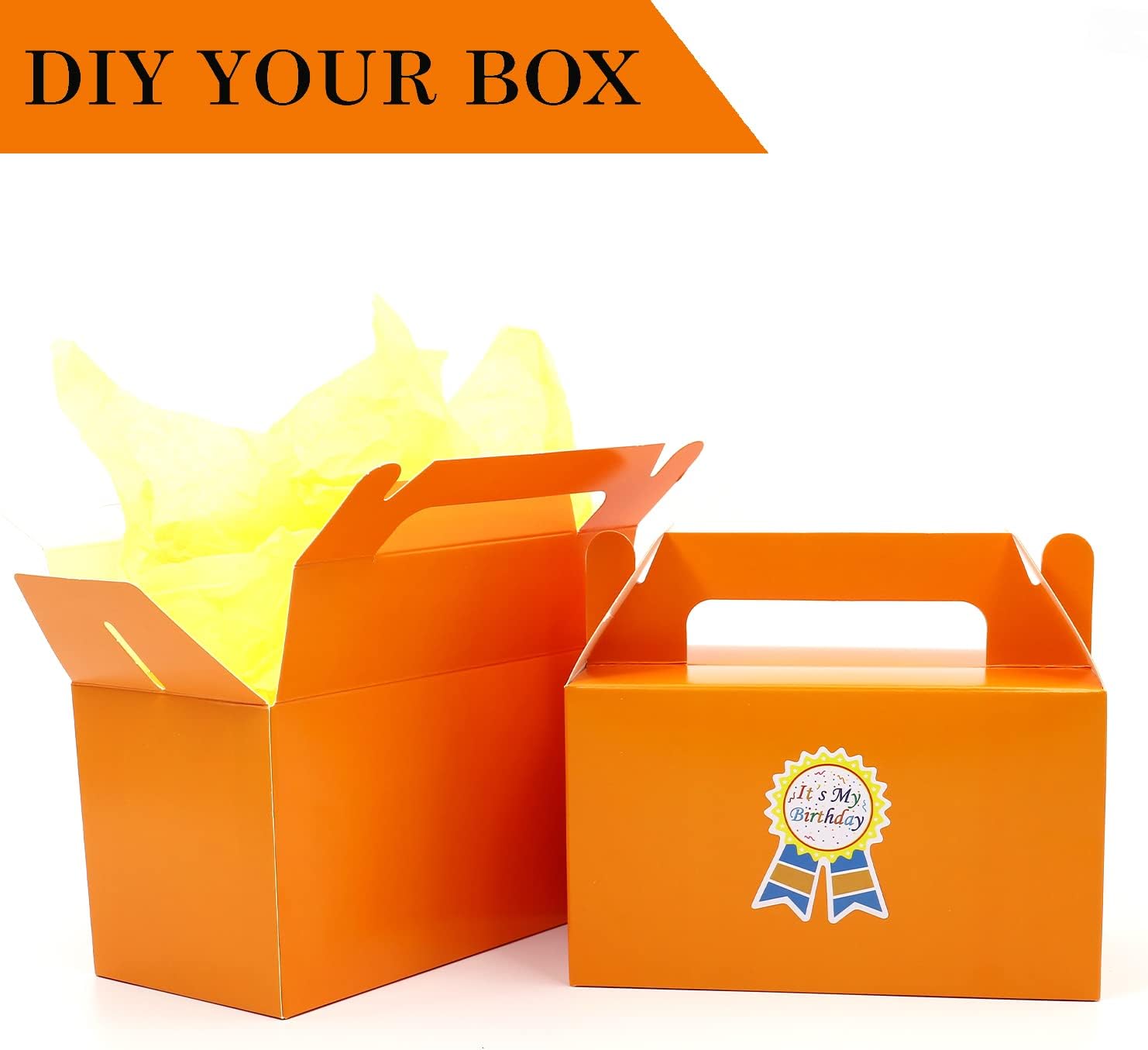 Oletx 12 cajas de regalo a dos aguas naranjas, caja pequeña de regalo de fiesta de 5.9 pulgadas, caja de golosinas, caja de dulces de galletas para