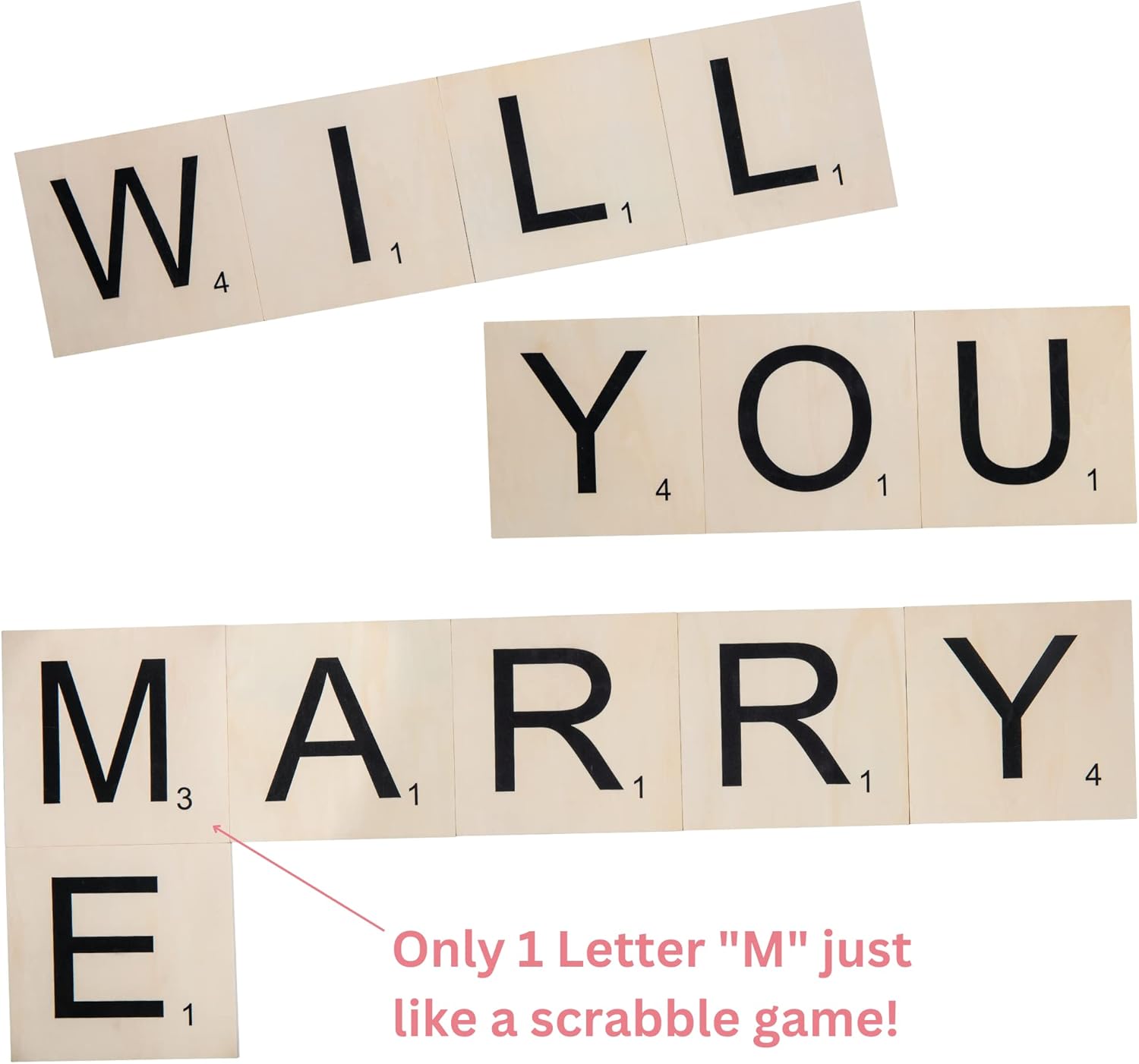 Letrero con texto en inglés “Will You Marry Me”, azulejos de madera de gran tamaño para decoración de propuestas de boda, 13 letras para uso en