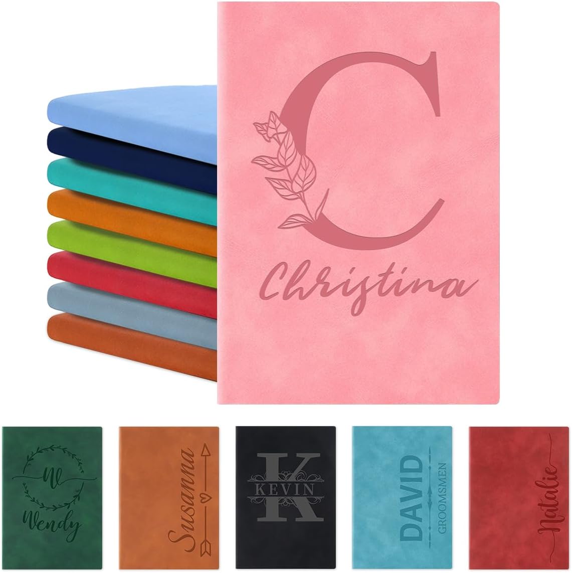 Cuaderno de viaje personalizado de cuero para hombres y mujeres, grabado con nombre, logotipo, regalos personalizados para profesores, estudiantes,