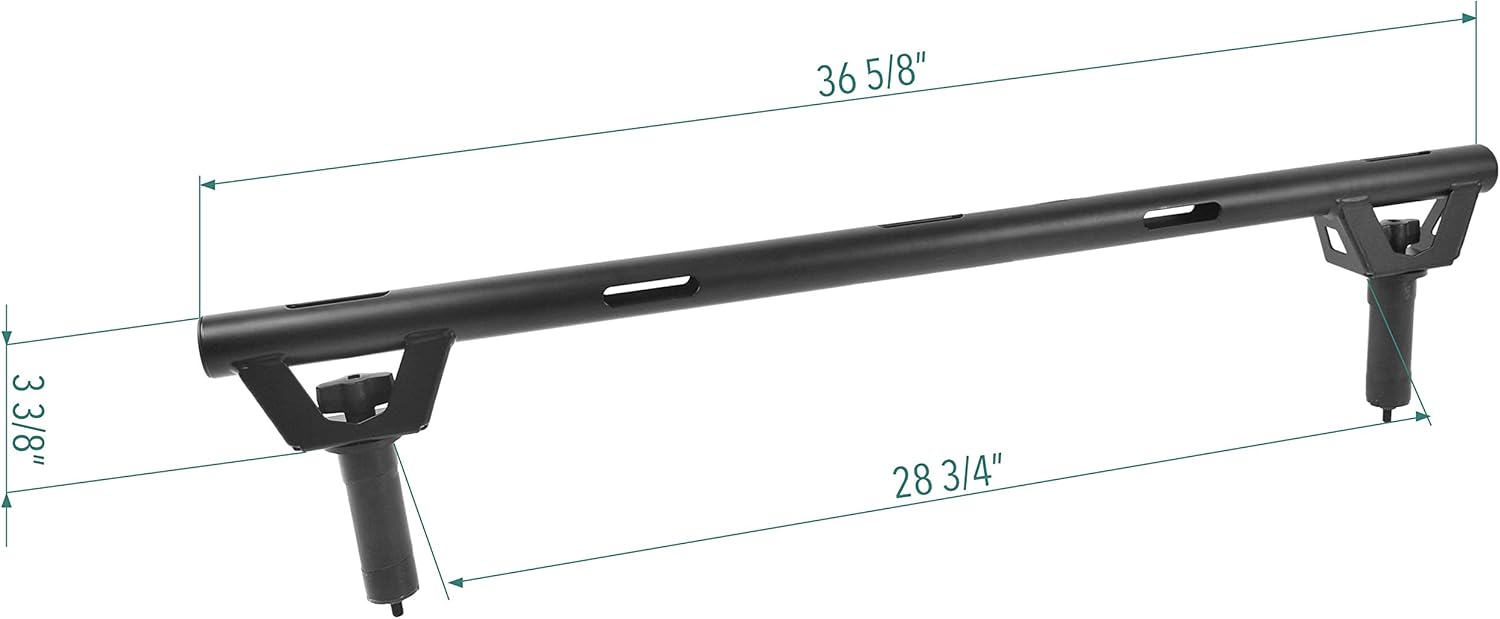 Rieles de cama Cruiser para Polaris Ranger XP 900  XP 1000 tamaño matrimonial – Revestimiento de acero negro – 4 anclajes giratorios incluidos –