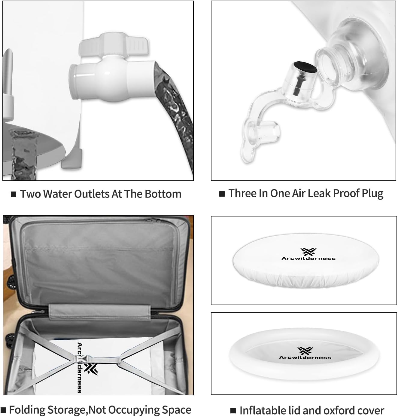 Arcwilderness Bañera de hielo para atletas, varilla de soporte de metal para adultos, bañera de hielo portátil de 4 capas aislada, terapia de agua