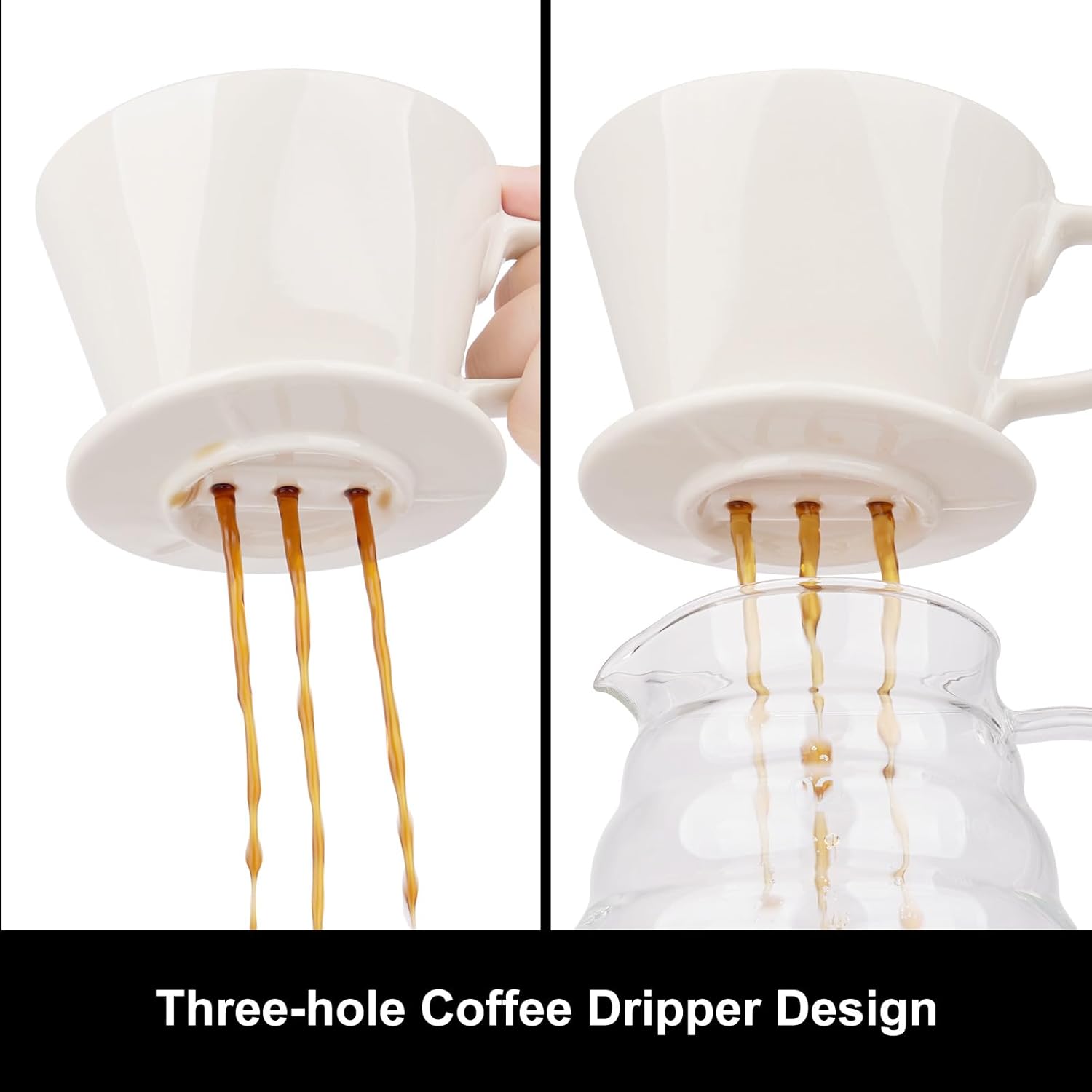 YOLIFE Gotero de café, cafetera de cerámica para verter sobre cono, filtro de infusión lenta de porcelana para viajes, camping, cafetería,