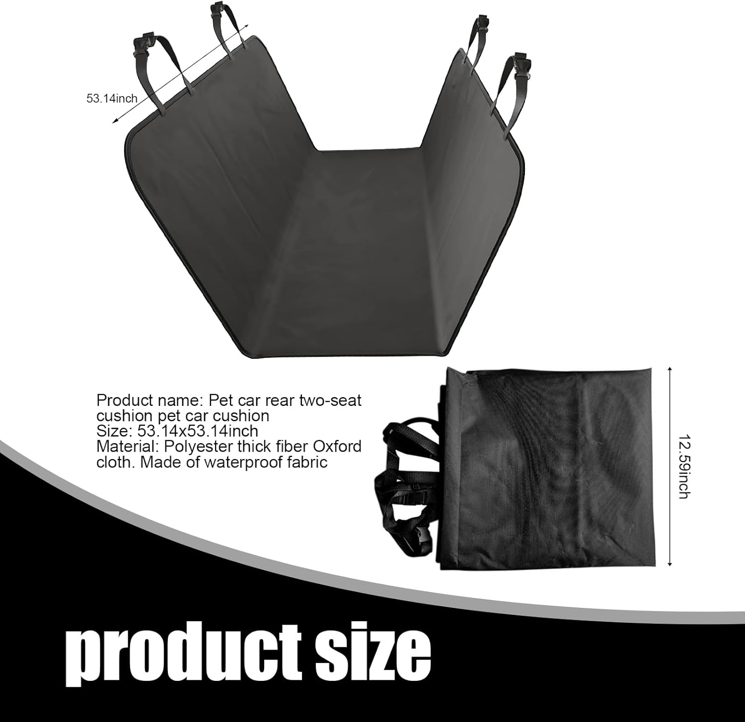 1 funda de asiento trasero de automóvil para perros, 53.1 x 53.1 pulgadas, impermeable, suave, tela Oxford con tira de encuadernación, protector