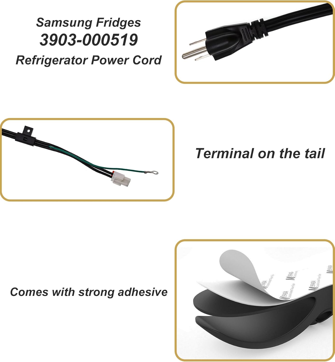 3903-001003 Cable de alimentación para refrigerador para Samsung, 3903-000519 Cable de alimentación de refrigerador para Kenmore Elite, compatible