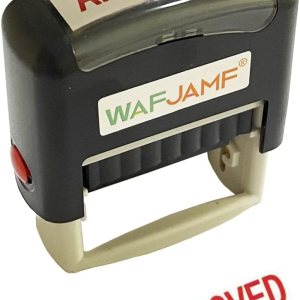 WAFJAMF Sello de mensaje aprobado, sello de goma autoentintado, sello de oficina, tinta roja, mediana WAFJAMF Sello de mensaje aprobado, sello de goma autoentintado, sello de oficina, tinta roja, mediana
