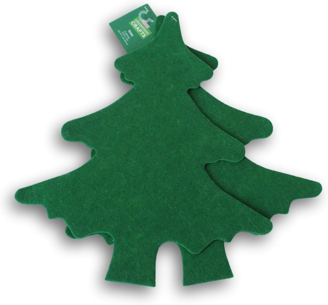 Recortes grandes para árbol de Navidad para manualidades de niños de vacaciones, formas de fieltro, 12 pulgadas, 2 unidades