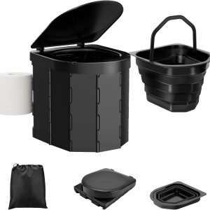 Portable Camping Toilet for Adults with Reusable Collapsible Liner for Camping, Hiking, Fishing, Long Road Trips, Outdoor Activities Portable Camping Toilet for Adults with Reusable Collapsible Liner for Camping, Hiking, Fishing, Long Road Trips, Outdoor Activities