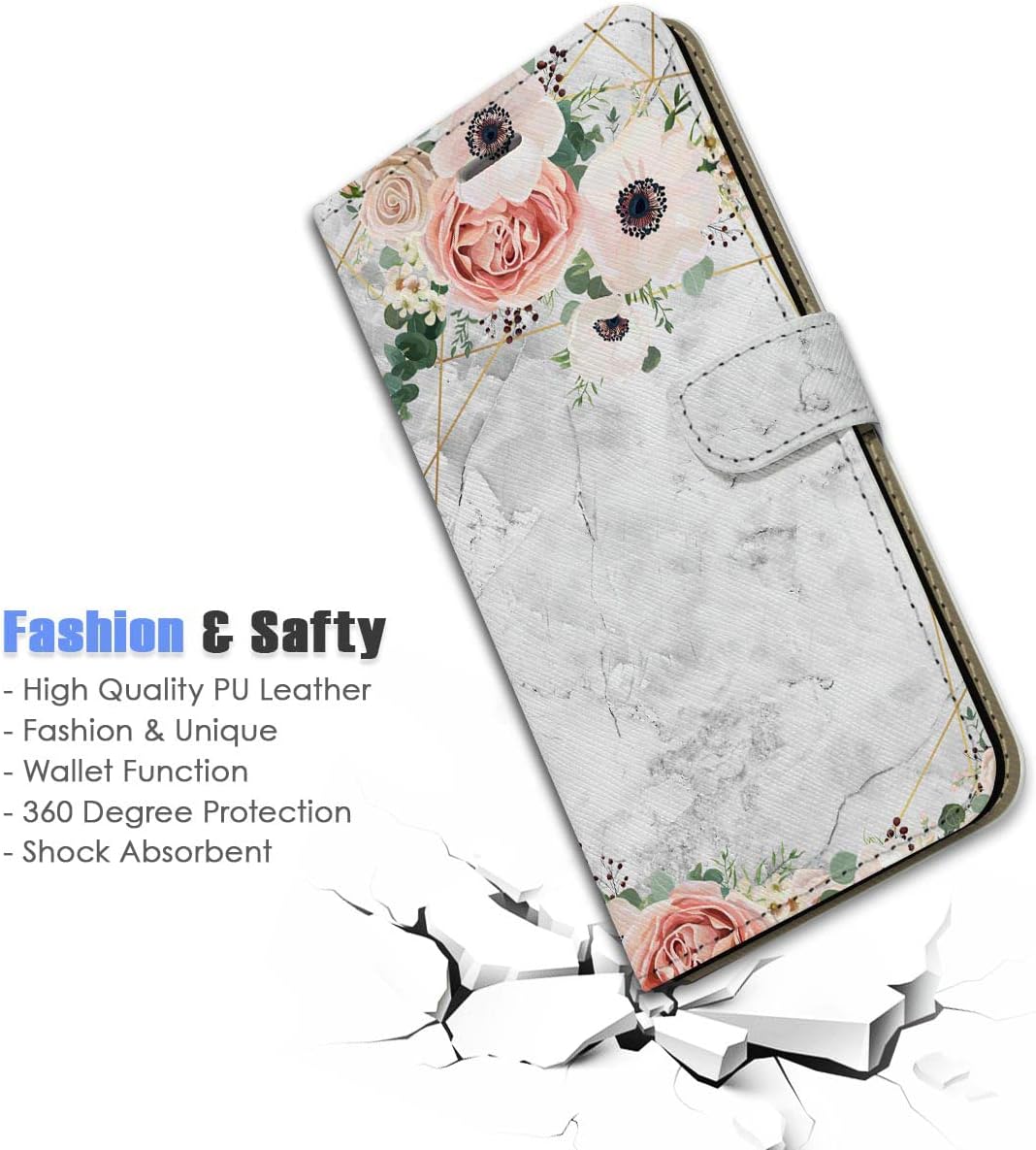 AJOURTEK Funda con tapa para iPhone 13 Pro Max, diseño artístico, estilo cartera, protección de cuerpo completo con flor de fantasía AD003 (#24880