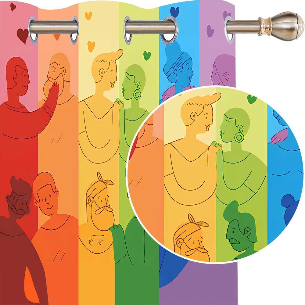 EOTDMS CLDWEO0575 – Cortina LGBT, con diseño de arcoíris gay, con aislamiento térmico y ojales, para sala de estar, dormitorio, 42 x 84 pulgadas,