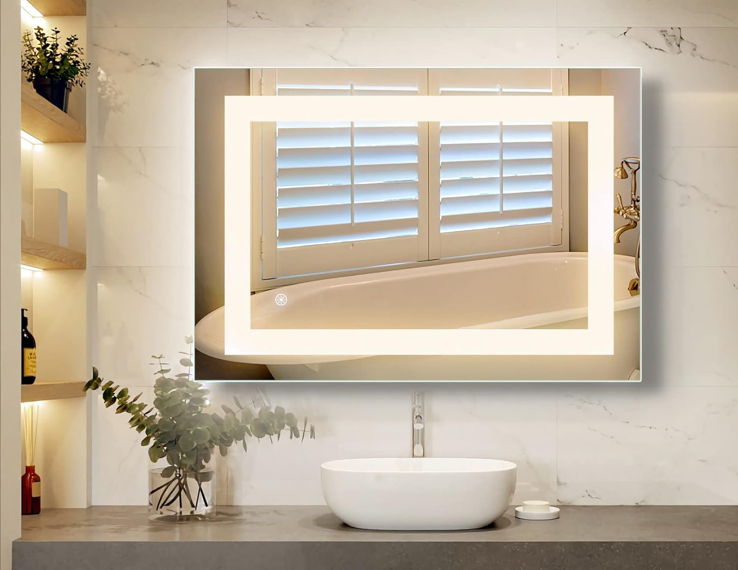 FOMAYKO Espejo de baño LED de 24 x 32 pulgadas, espejo de maquillaje iluminado con luz frontal, espejos regulables montados en la pared con