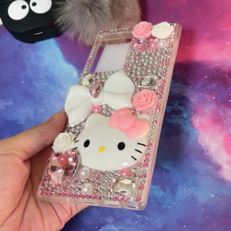 Victor – Funda de teléfono para Samsung Galaxy S23 S22 S21 UltraPlus, silicona y perlas de diamante, TPU (Galaxy S22 Ultra, rosa KT)