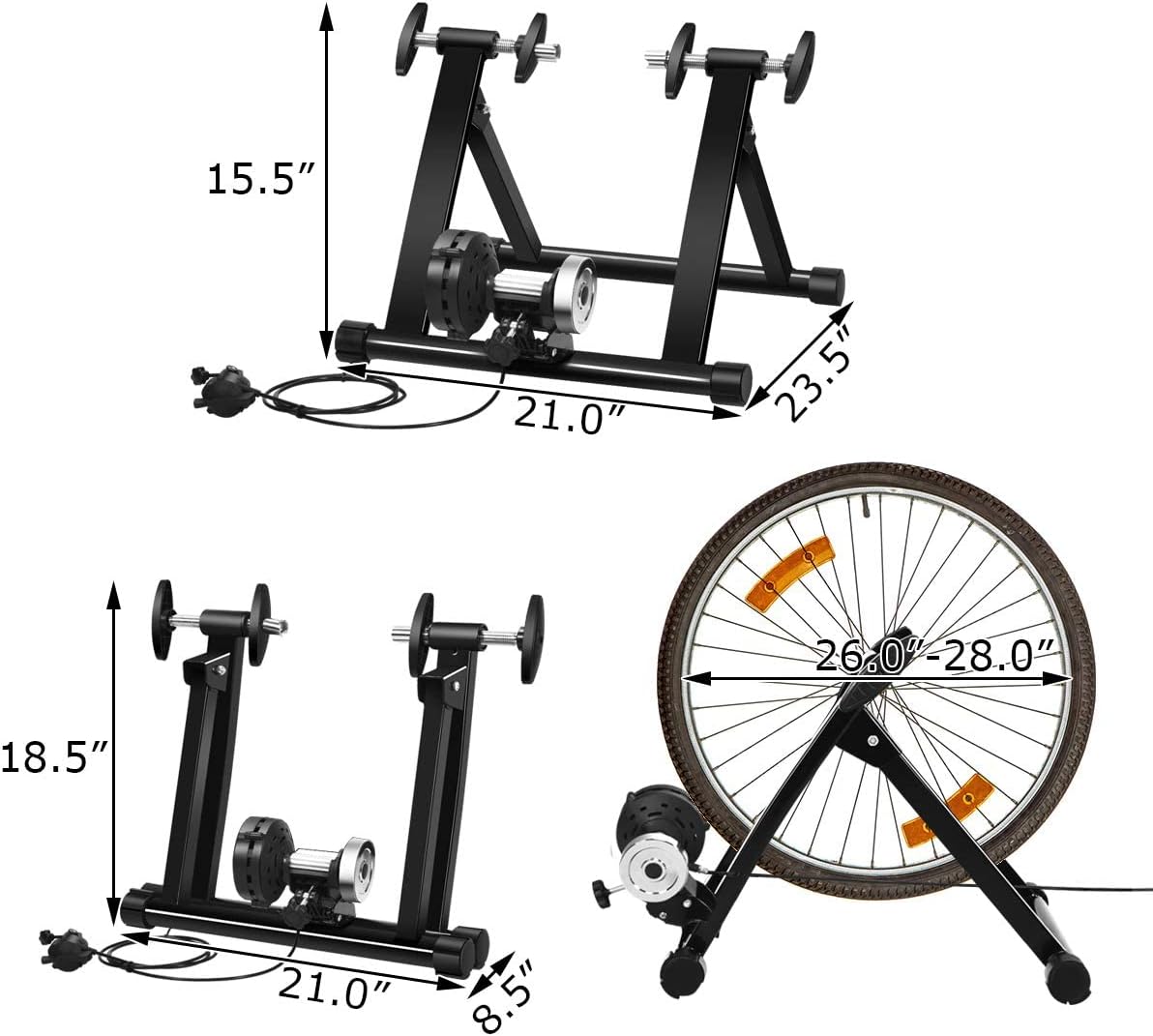 Sporfit Soporte de entrenamiento de bicicleta, soporte de bicicleta estacionario para montar en interiores, soporte magnético de acero para ruedas