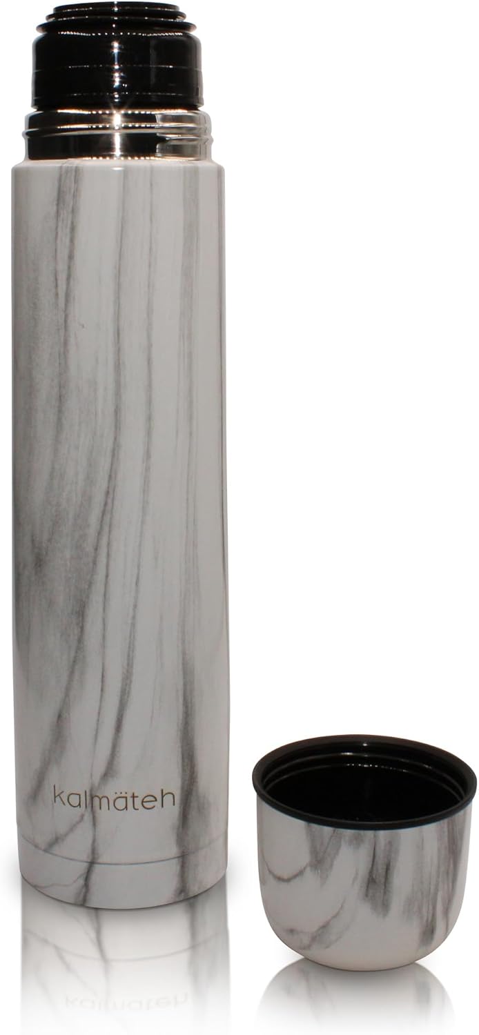 KALMATEH Termo de yerba mate moderno y elegante, aislado al vacío y doble pared de acero inoxidable 188, sin BPA, termo especialmente diseñado para