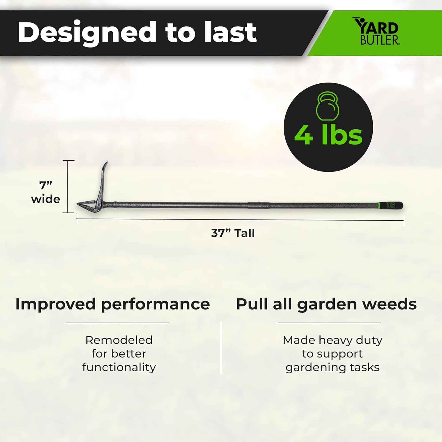 Yard Butler Herramienta de extracción de malezas de pie, solución para problemas de deshierbe, extractor de diente de león de pie y herramienta de