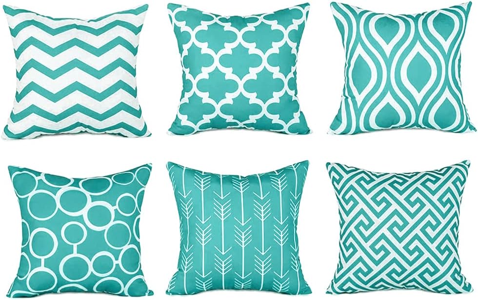 Top Finel juego de 6 fundas de almohada decorativas de lona duradera de 16 x 16 pulgadas, para exteriores, sofá, dormitorio o automóvil, 15.7 x 15.7