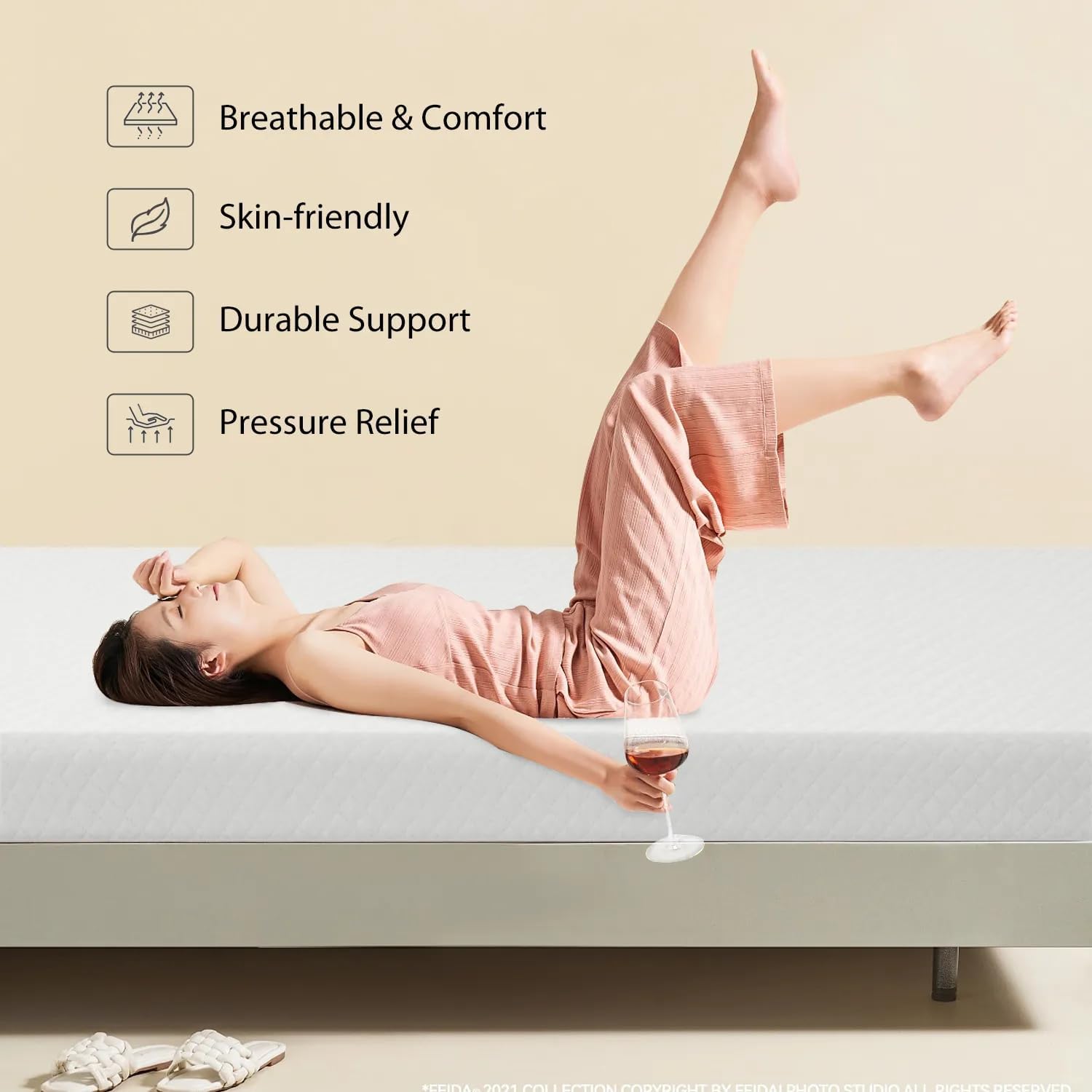 Colchón individual de espuma viscoelástica de 5 pulgadas con certificado CertiPUR-US para sueño fresco y alivio de presión, colchón de cama de