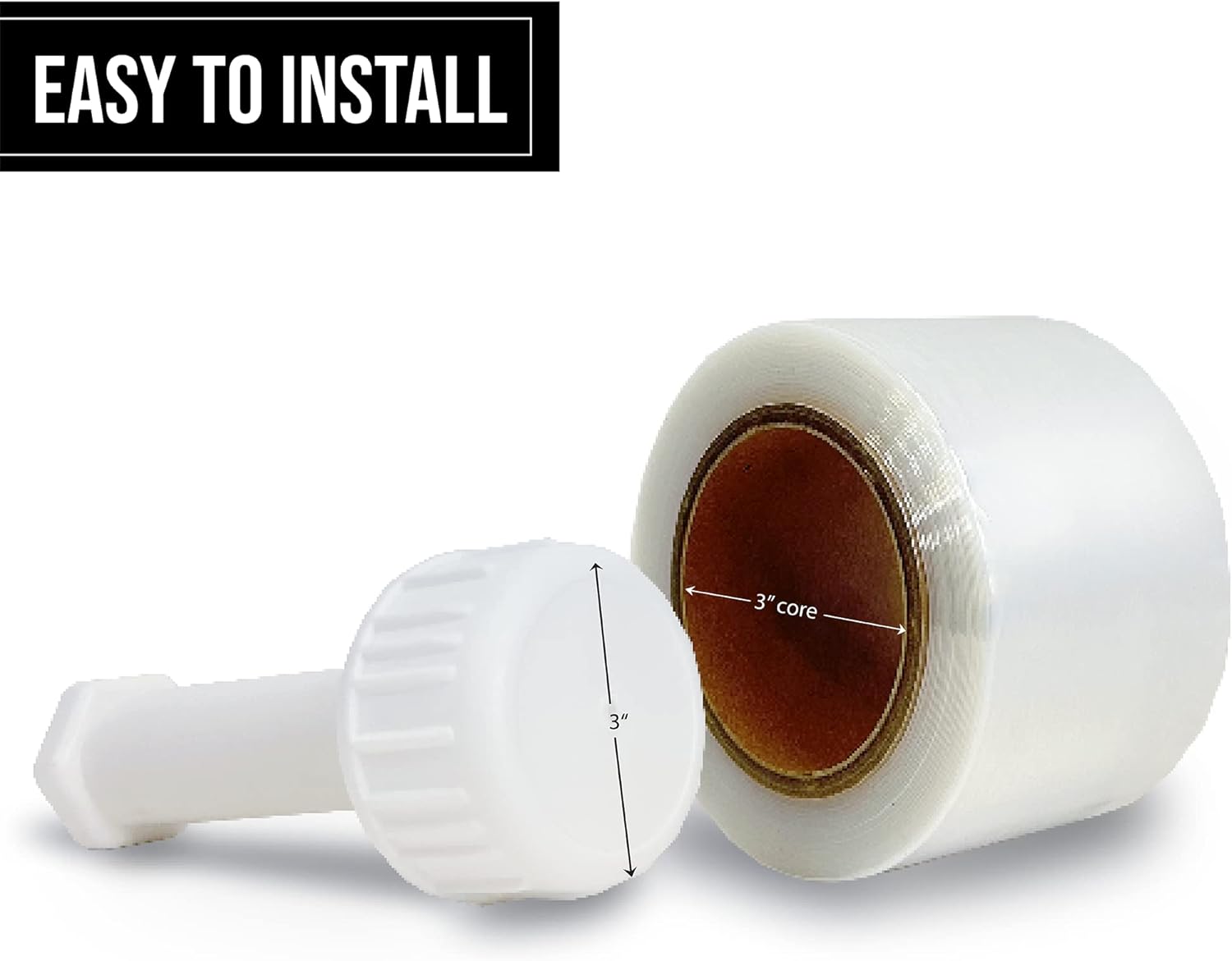 8NET – Mini rollo elástico de 3 pulgadas x 1000 pies, calibre 80, con asa, 18 rollos, película retráctil de plástico transparente y resistente para