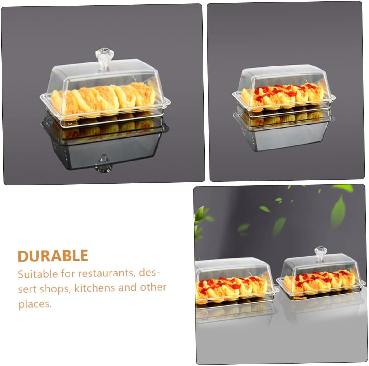 2pcs Cake Box Mantequilla Plato con tapa Caja de almacenamiento de acrílico –