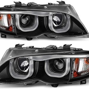 ACANII – Para modelo halógeno 2002-2005 BMW E46 Sedan Serie 3 LED Tubo Negro Proyector Faros Faros Montaje ACANII – Para modelo halógeno 2002-2005 BMW E46 Sedan Serie 3 LED Tubo Negro Proyector Faros Faros Montaje