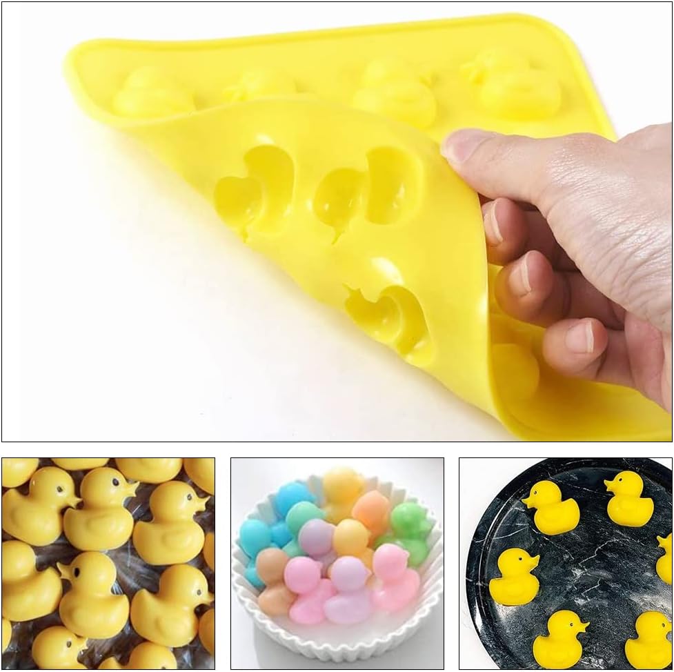 Molde de silicona para chocolate y pato, molde de silicona con forma de pato para hornear, 16 cavidades, antiadherentes, de grado alimenticio, para