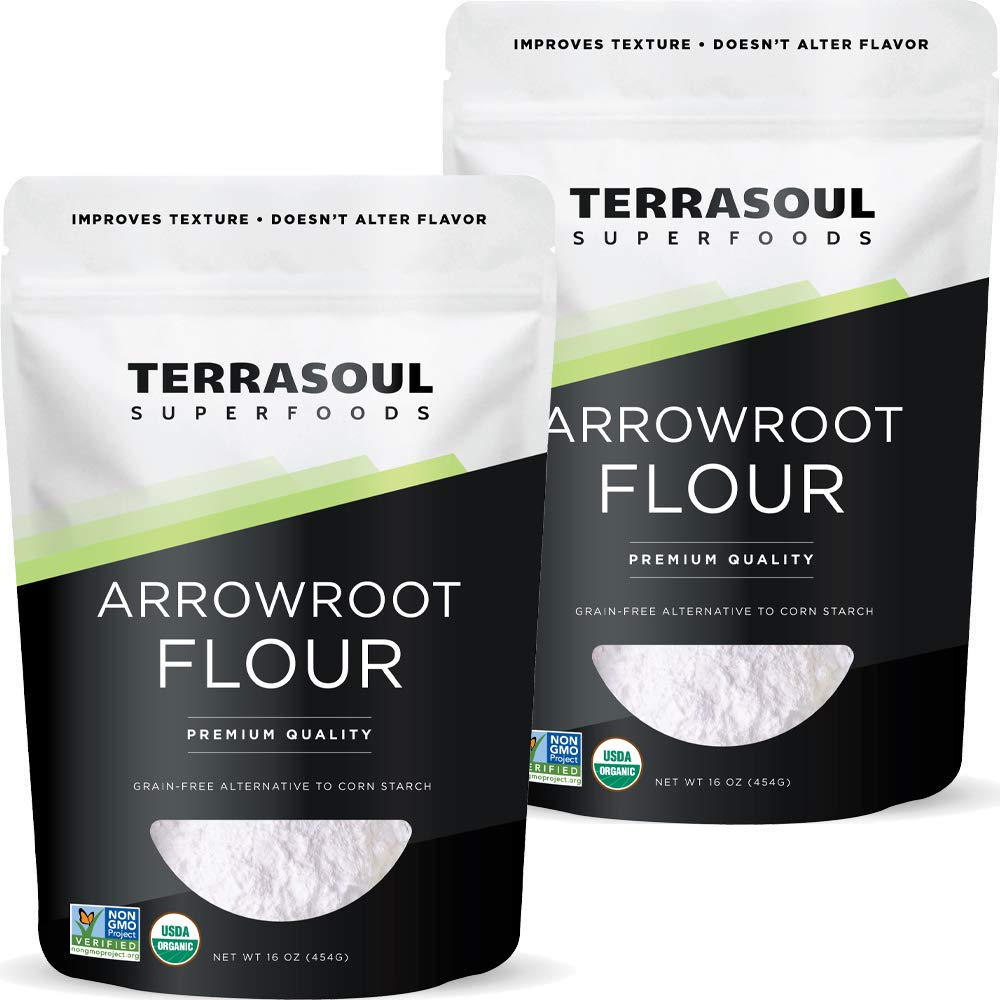 Terrasoul Superfoods Harina de arrurruz orgánica, 2 libras (paquete de 2)