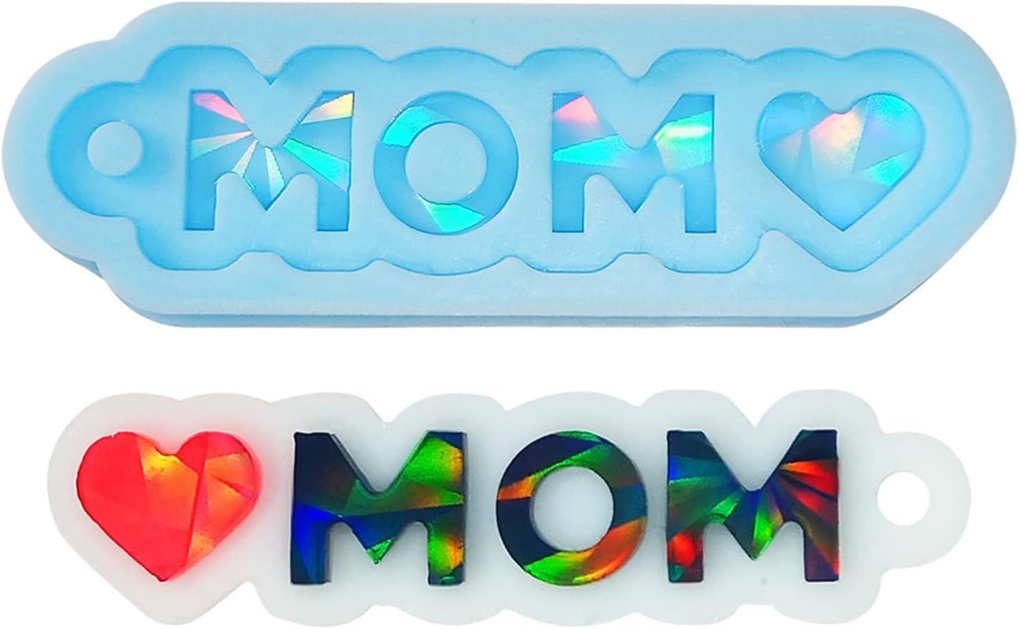 Molde de silicona brillante para mamá y papá, molde de luz y adorno, llavero de bricolaje, joyería de resina epoxi, moldes para manualidades de