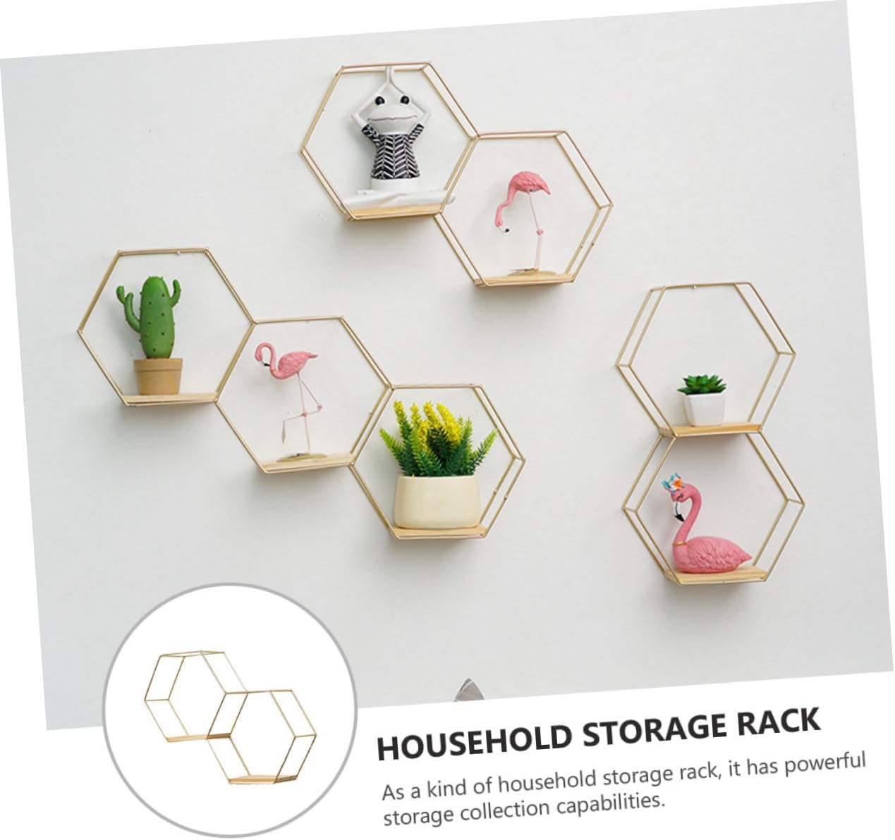 Cabilock Estante de pared para plantas pequeñas, soportes de metal para contenedores de madera, estantes de pared, decoración de alambre hexagonal,