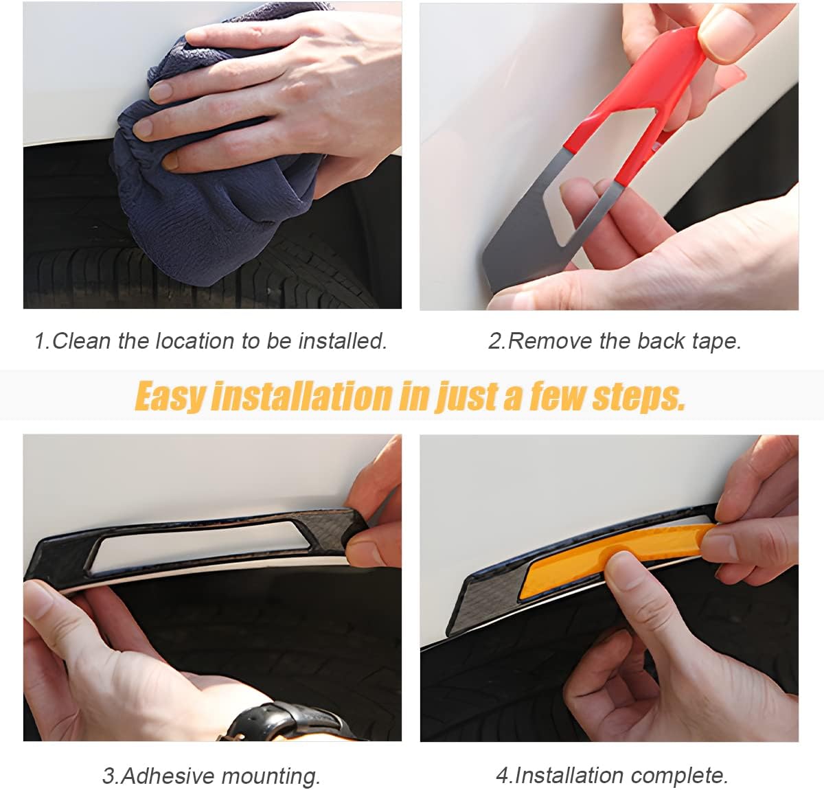 2 calcomanías 3D súper reflectantes, tiras de fibra de carbono para cejas, advertencia de seguridad, borde de puerta lateral de automóvil,