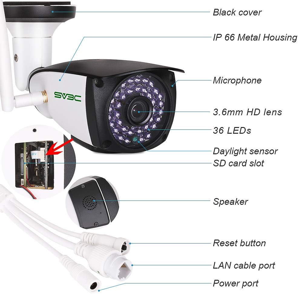 SV3C 2 Pack 5MP Outdoor Home Security Cameras, Dual Band 2.4G 5GHZ WiFi Camera, Onvif IP Cam with Human Motion Detect, RTSP Browser View, 2-Way