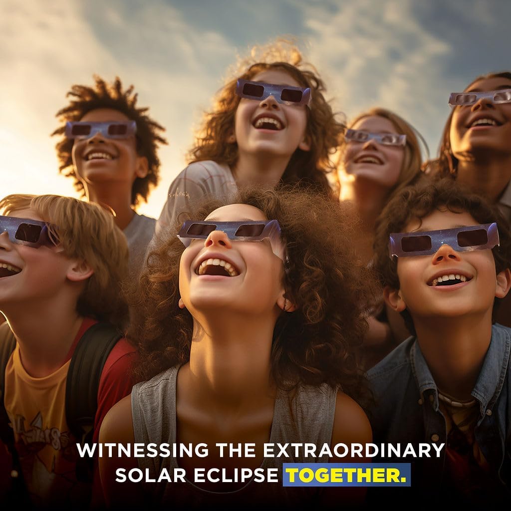 Medical king Gafas de eclipse solar aprobadas 2024, (paquete de 10) persianas seguras con certificación CE e ISO para visión directa del sol incluye