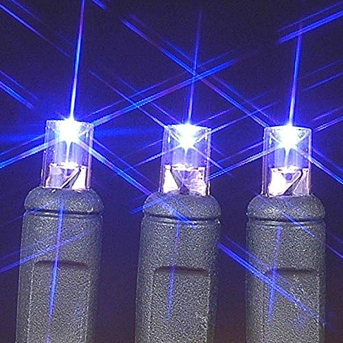 Novelty Lights Juego de 50 luces LED de Navidad, iluminación al aire libre, luces de fiesta, patio, morado, cable negro, 11 pies