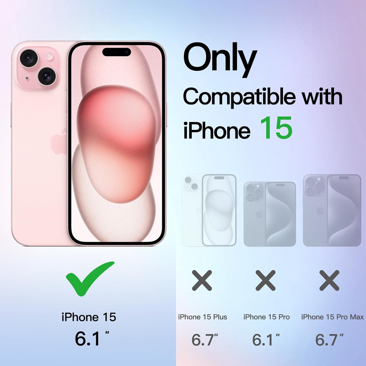JETech Funda con purpurina para iPhone 15 de 6.1 pulgadas, a prueba de golpes, bonita y brillante para mujeres y niñas (transparente)
